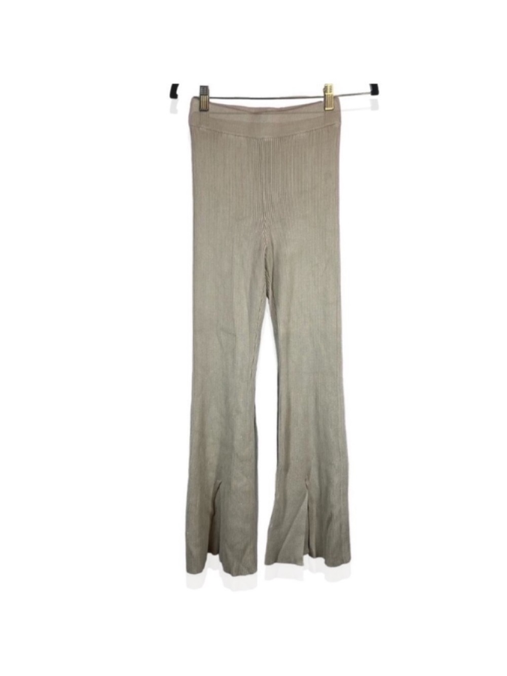 Abercrombie high rise flared ribbed knit pants cream casual loungewear